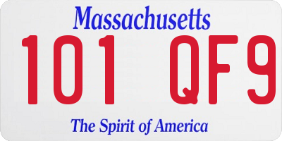 MA license plate 101QF9