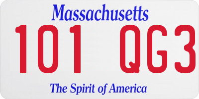 MA license plate 101QG3