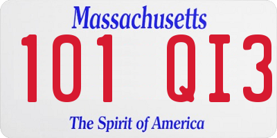 MA license plate 101QI3