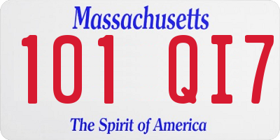 MA license plate 101QI7