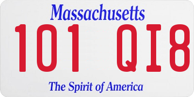 MA license plate 101QI8