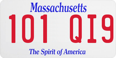 MA license plate 101QI9