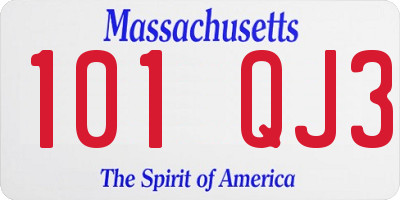 MA license plate 101QJ3