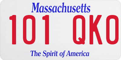 MA license plate 101QK0