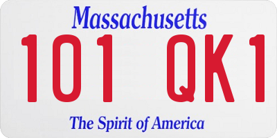 MA license plate 101QK1