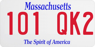 MA license plate 101QK2