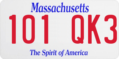 MA license plate 101QK3