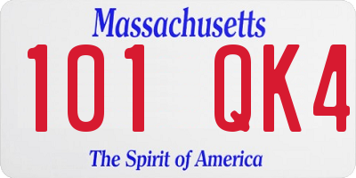 MA license plate 101QK4