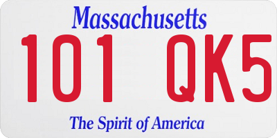 MA license plate 101QK5