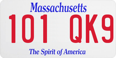 MA license plate 101QK9