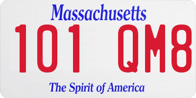 MA license plate 101QM8