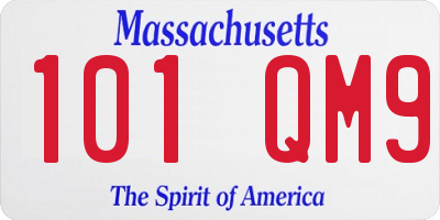 MA license plate 101QM9