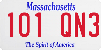 MA license plate 101QN3