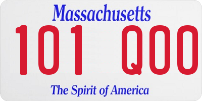 MA license plate 101QO0