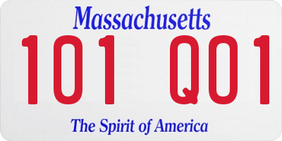 MA license plate 101QO1