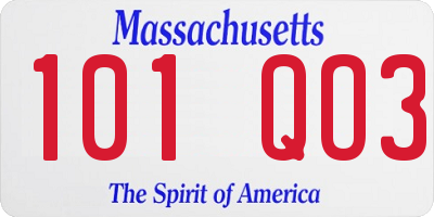 MA license plate 101QO3