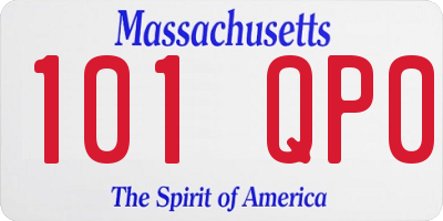 MA license plate 101QP0