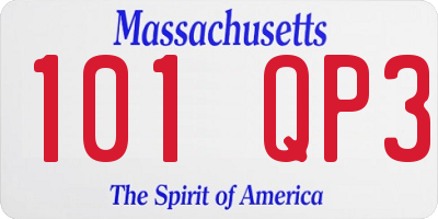 MA license plate 101QP3