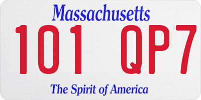 MA license plate 101QP7