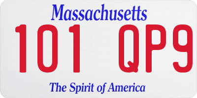 MA license plate 101QP9