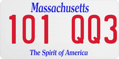 MA license plate 101QQ3