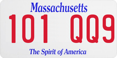 MA license plate 101QQ9