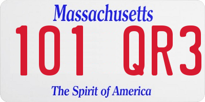 MA license plate 101QR3