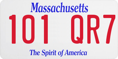 MA license plate 101QR7