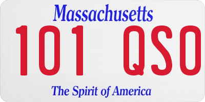 MA license plate 101QS0