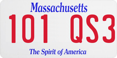 MA license plate 101QS3