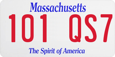 MA license plate 101QS7