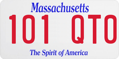 MA license plate 101QT0