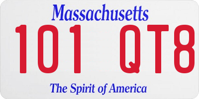 MA license plate 101QT8