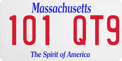 MA license plate 101QT9