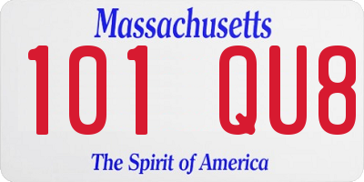 MA license plate 101QU8