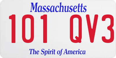 MA license plate 101QV3