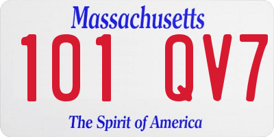 MA license plate 101QV7