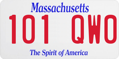 MA license plate 101QW0