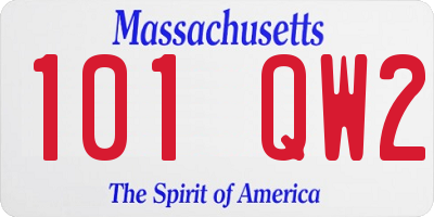 MA license plate 101QW2