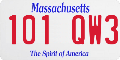 MA license plate 101QW3