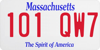 MA license plate 101QW7