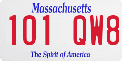 MA license plate 101QW8