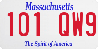 MA license plate 101QW9