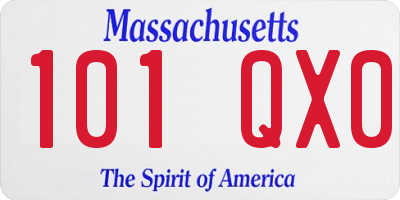 MA license plate 101QX0