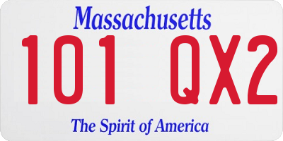 MA license plate 101QX2