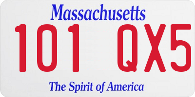 MA license plate 101QX5