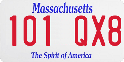 MA license plate 101QX8