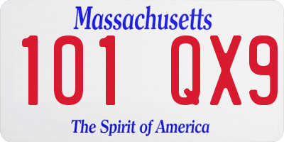 MA license plate 101QX9