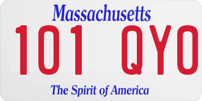 MA license plate 101QY0