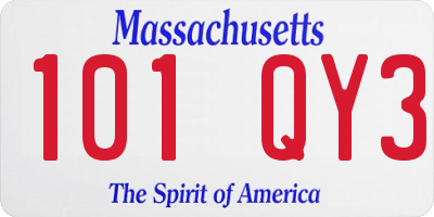 MA license plate 101QY3